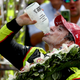Simon Pagenaud celebrating the win.